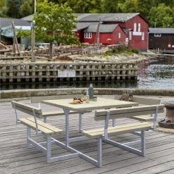 Plus A/S Plus Basic Bord/Bænkesæt M/1 Ryglæn Og 1 Påbygning - 219 Cm - Grøn - 185816-11