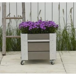 Plus A/S Plus Cubic Blomsterkasse 46x50x45cm M/hjul Gråbrun 18237-18