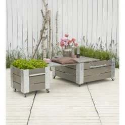 Plus A/S Plus Cubic Blomsterkasse 46x50x45cm M/hjul Gråbrun 18237-18 -Tilbud homeshop Butik unnamed file 1038