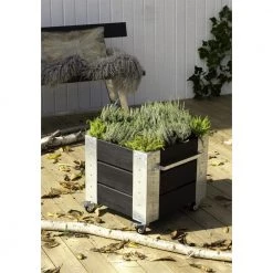Plus A/S Plus Cubic Blomsterkasse 46x50x45cm M/hjul Sort 18237-15