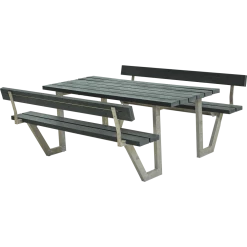 Plus A/S Plus Wega Bord/Bænkesæt M/2 Ryglæn - 177 Cm - ReTex - Grå - 187712-38