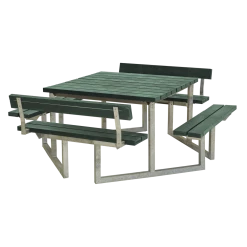 Plus A/S Plus Picnic Bord/Bænkesæt M/4 Ryglæn - 224 Cm - ReTex - Grå - 188812-38