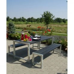 Plus A/S Plus Plankesæt - Bord Og 2 Bænke- Sort