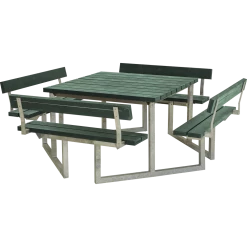 Plus A/S Plus Picnic Bord/Bænkesæt M/4 Ryglæn - 224 Cm - ReTex - Grøn - 188812-31
