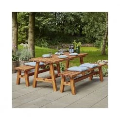 Plus A/S Plus Country Plankesæt - Består Af Bord Og 2 Bænke - Teak -Tilbud homeshop Butik unnamed file 257