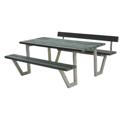 Plus A/S Plus Wega Bord/Bænkesæt M/1 Ryglæn - 177 Cm - ReTex - Grå - 187711-38