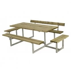 Plus A/S Plus Basic Bord/Bænke-sæt M/1 Ryglæn+2 Påbygninger Trykimprægneret 185814-1