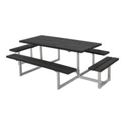 Plus A/S Plus Basic Bord/Bænkesæt M/2 Påbygninger - 260 Cm - ReTex - Sort - 185813-35
