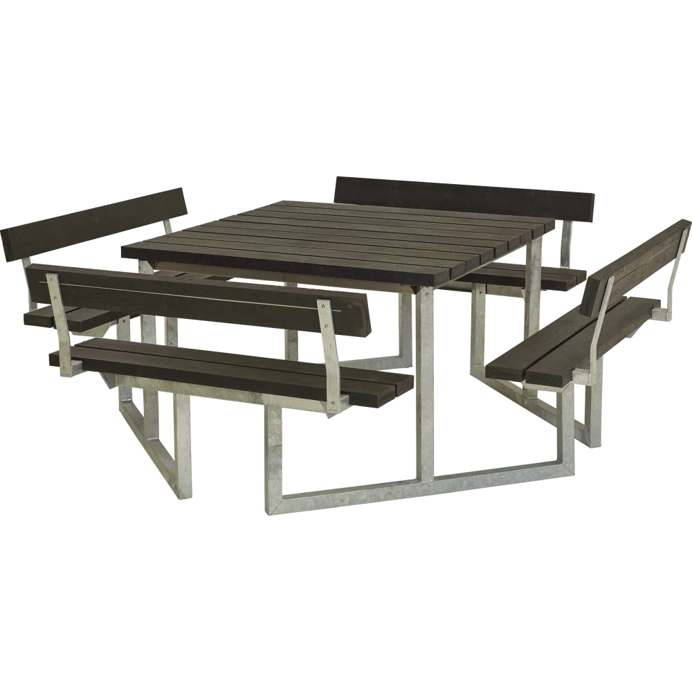 Plus A/S Plus Picnic Bord/Bænkesæt M/4 Ryglæn - 224 Cm - RePlast - Sort - 188812-25 3 Plus A/S Plus Picnic Bord/Bænkesæt M/4 Ryglæn - 224 Cm - RePlast - Sort - 188812-25