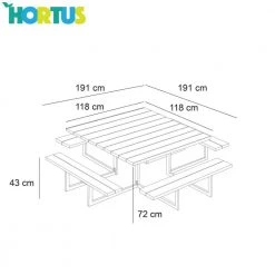 NSH Nordic A/S Bord-/bænksæt 8 Personers Sortmalet Og Galv. Stel - 801-096