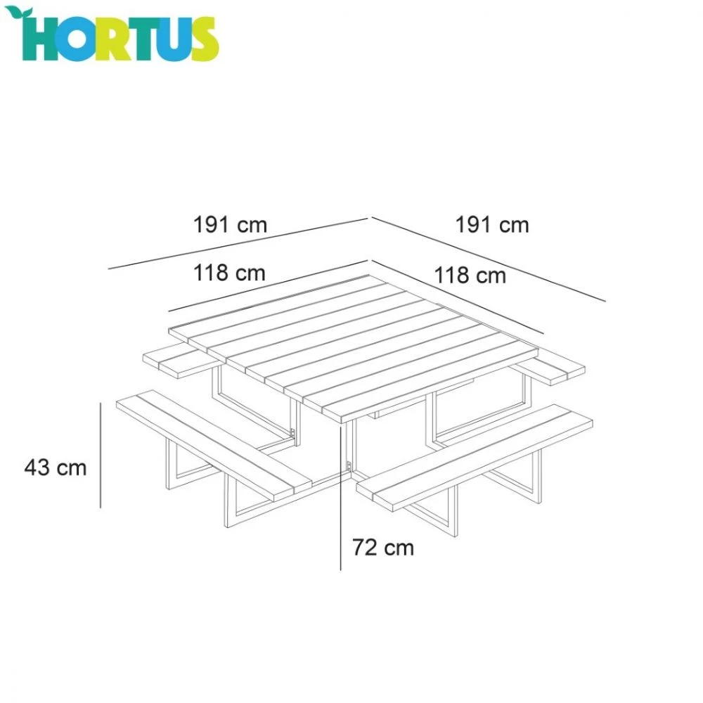 NSH Nordic A/S Bord-/bænksæt 8 Personers Sortmalet Og Galv. Stel - 801-096 3 NSH Nordic A/S Bord-/bænksæt 8 Personers Sortmalet Og Galv. Stel - 801-096