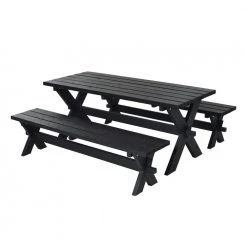 Plus A/S Plus Nostalgi Plankesæt - 1 Bord Og 2 Bænke - Grundmalet Sort 185900-15 -Tilbud homeshop Butik unnamed file 331