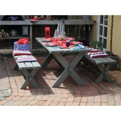 Plus A/S Plus Nostalgi Plankesæt - 1 Bord Og 2 Bænke - Grundmalet Gråbrun 185900-18