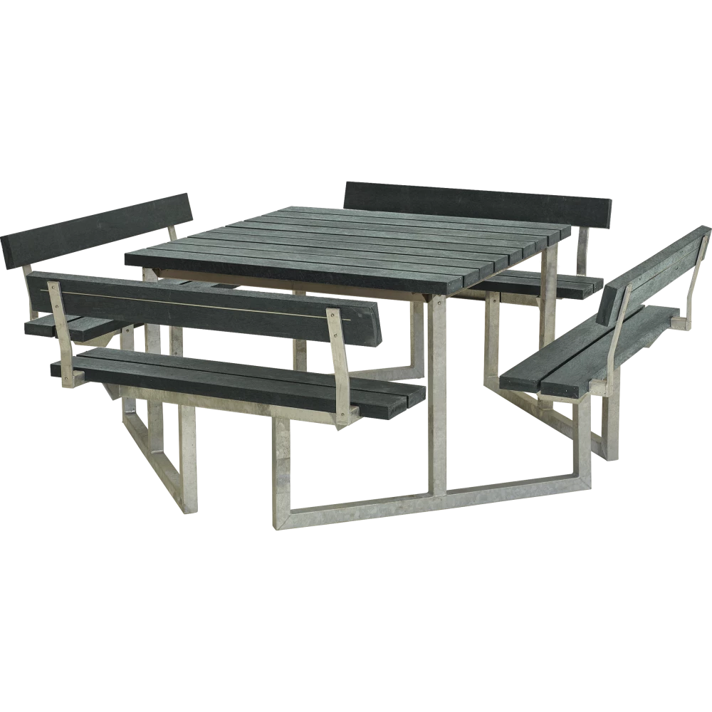Plus A/S Plus Picnic Bord/Bænkesæt M/4 Ryglæn - 224 Cm - RePlast - Sort - 188812-25 4 Plus A/S Plus Picnic Bord/Bænkesæt M/4 Ryglæn - 224 Cm - RePlast - Sort - 188812-25 - Billede 2