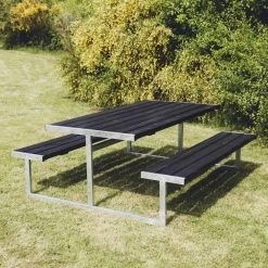 HORTUS Bord-/bænksæt "LOKE" Sort Grundmalet Og Galvaniseret Stel Uden Ryg L: 180 X B: 185 Cm - 801-083