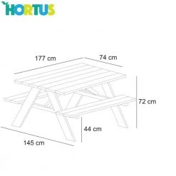 Bord-/bænksæt HORTUS A-model Lærk Og Alu. Stel M. Hjul - 801-092
