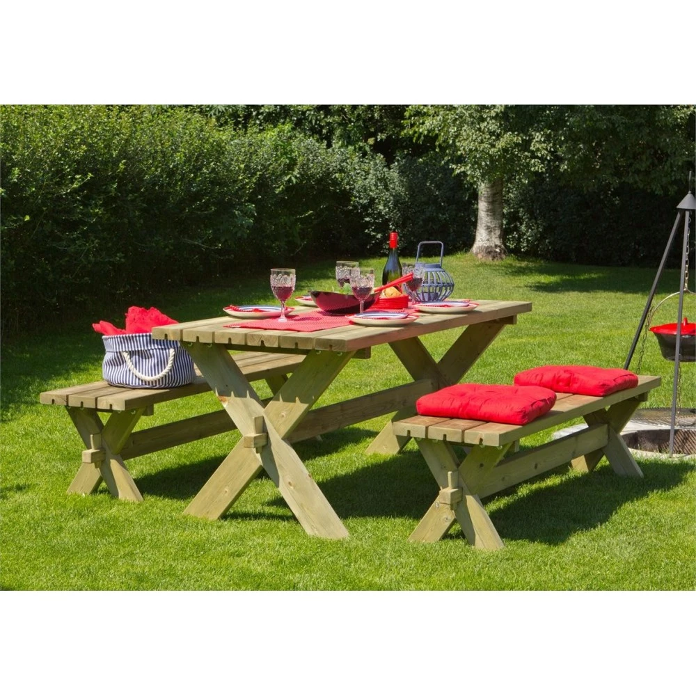 Plus A/S Plus Nostalgi Plankesæt - 1 Bord Og 2 Bænke - Tryk Imprægneret 185900-1 3 Plus A/S Plus Nostalgi Plankesæt - 1 Bord Og 2 Bænke - Tryk Imprægneret 185900-1