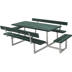 Plus A/S Plus Basic Bord/Bænkesæt M/2 Ryglæn Og 2 Påbygninger - 260 Cm - ReTex - Grøn - 185815-31