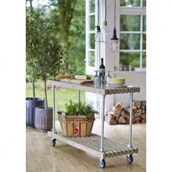 Plus A/S Plus Tralle Grill-/Anretterbord M/hjul 140x49x90 Cm - Drivtømmerfarve