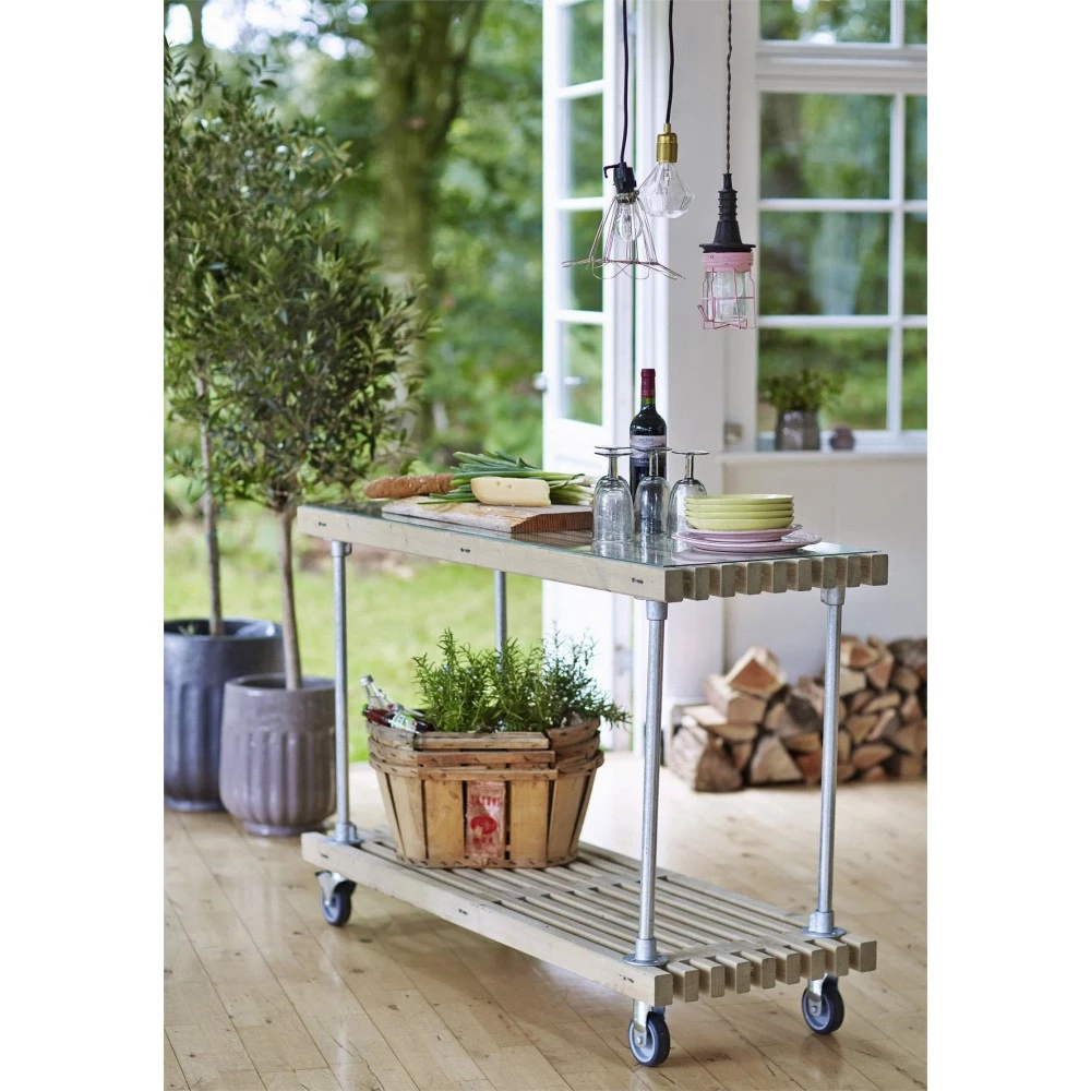 Plus A/S Plus Tralle Grill-/Anretterbord M/hjul 140x49x90 Cm - Drivtømmerfarve 3 Plus A/S Plus Tralle Grill-/Anretterbord M/hjul 140x49x90 Cm - Drivtømmerfarve