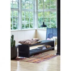 Plus A/S Plus Rustik Trallebænk Design 218x49x45cm M/hylde - Sort