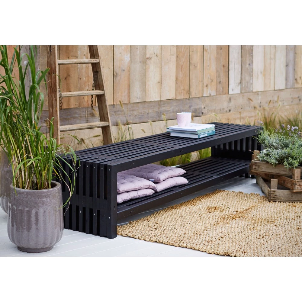 Plus A/S Plus Rustik Trallebænk Design 218x49x45cm M/hylde - Sort 4 Plus A/S Plus Rustik Trallebænk Design 218x49x45cm M/hylde - Sort - Billede 2