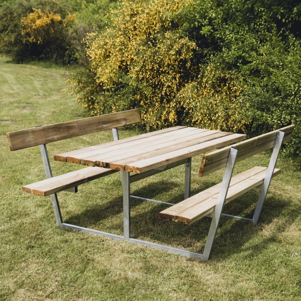 HORTUS Bord-/bænksæt "FREJA" Trykimprægneret Og Galvaniseret Stel Med Ryg L: 175 X B: 180 Cm - 801-086 3 HORTUS Bord-/bænksæt "FREJA" Trykimprægneret Og Galvaniseret Stel Med Ryg L: 175 X B: 180 Cm - 801-086