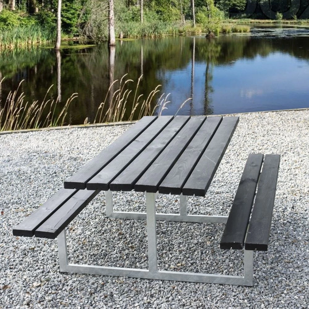 HORTUS Bord-/bænksæt "FRIGG" Sort Grundmalet Og Galvaniseret Stel Uden Ryg L: 175 X B: 140 Cm - 801-081 5 HORTUS Bord-/bænksæt "FRIGG" Sort Grundmalet Og Galvaniseret Stel Uden Ryg L: 175 X B: 140 Cm - 801-081 - Billede 3