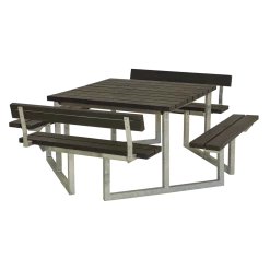 Plus A/S Plus Twist Bord/Bænkesæt M/2 Ryglæn - 204 Cm - ReTex - Sort - 187811-35