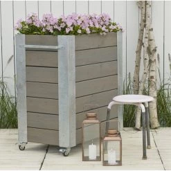 Plus A/S Plus Cubic Blomsterkasse 87x50x95cm M/hjul Gråbrun 18241-18