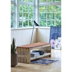 Plus A/S Plus Rustik Trallebænk Design 138x49x45cm M/hylde -drivtømmerfarve