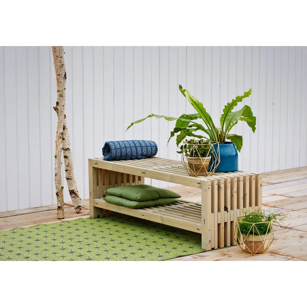 Plus A/S Plus Rustik Trallebænk Design 138x49x45cm M/hylde -drivtømmerfarve 4 Plus A/S Plus Rustik Trallebænk Design 138x49x45cm M/hylde -drivtømmerfarve - Billede 2