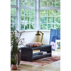 Plus A/S Plus Rustik Trallebænk Design 138x49x45cm M/hylde - Sort