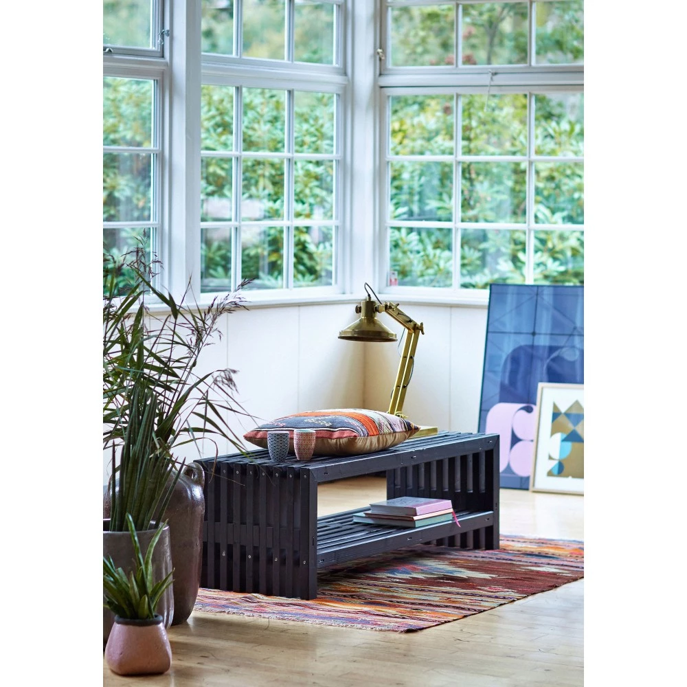 Plus A/S Plus Rustik Trallebænk Design 138x49x45cm M/hylde - Sort 3 Plus A/S Plus Rustik Trallebænk Design 138x49x45cm M/hylde - Sort