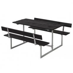 Plus A/S Plus Basic Børnesæt Bord-bænkesæt M/2 Ryglæn Sort 185802-15