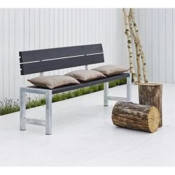 Plus A/S Plus Plankebænk Med Planker Og Ryglæn - Sort
