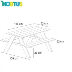 Børne Bord-/bænksæt HORTUS A-model Sort Plywood Og Alu. Stel - 801-093