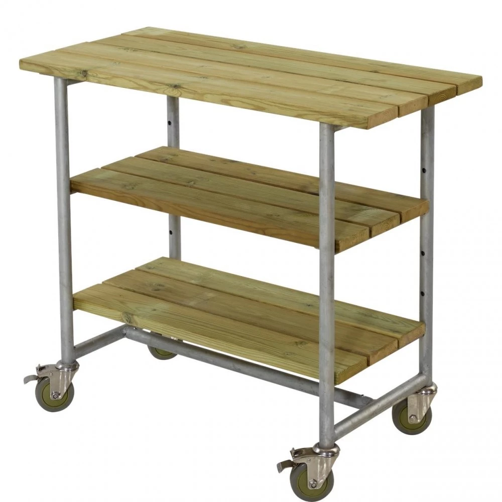 Plus A/S Plus Urban Picnic Grillbord M/2 Hylder Og Hjul Trykimprægneret 179541-1 3 Plus A/S Plus Urban Picnic Grillbord M/2 Hylder Og Hjul Trykimprægneret 179541-1