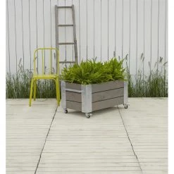 Plus A/S Plus Cubic Blomsterkasse 87x50x45cm M/hjul Gråbrun 18238-18