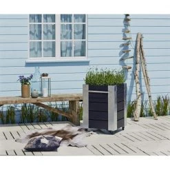 Plus A/S Plus Cubic Blomsterkasse 46x50x70cm M/hjul Sort 18243-15