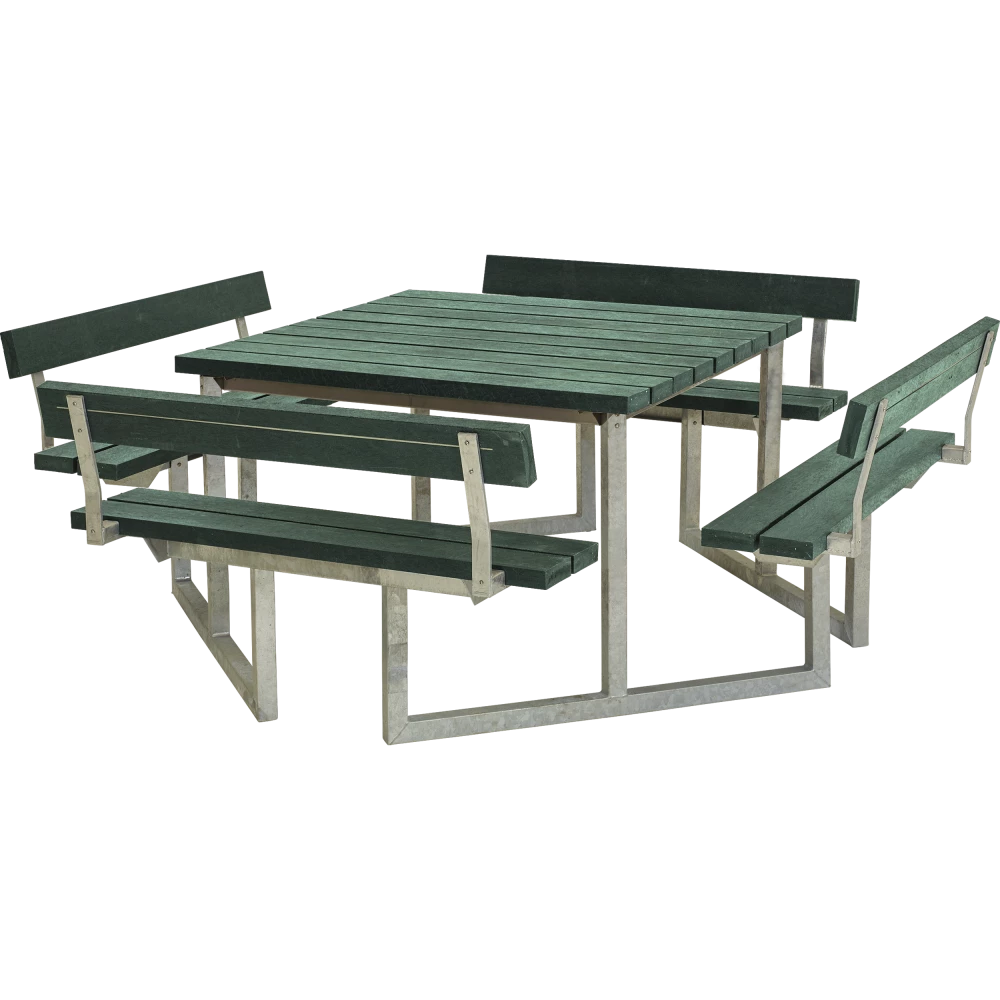 Plus A/S Plus Picnic Bord/Bænkesæt M/4 Ryglæn - 224 Cm - ReTex - Grøn - 188812-31 3 Plus A/S Plus Picnic Bord/Bænkesæt M/4 Ryglæn - 224 Cm - ReTex - Grøn - 188812-31